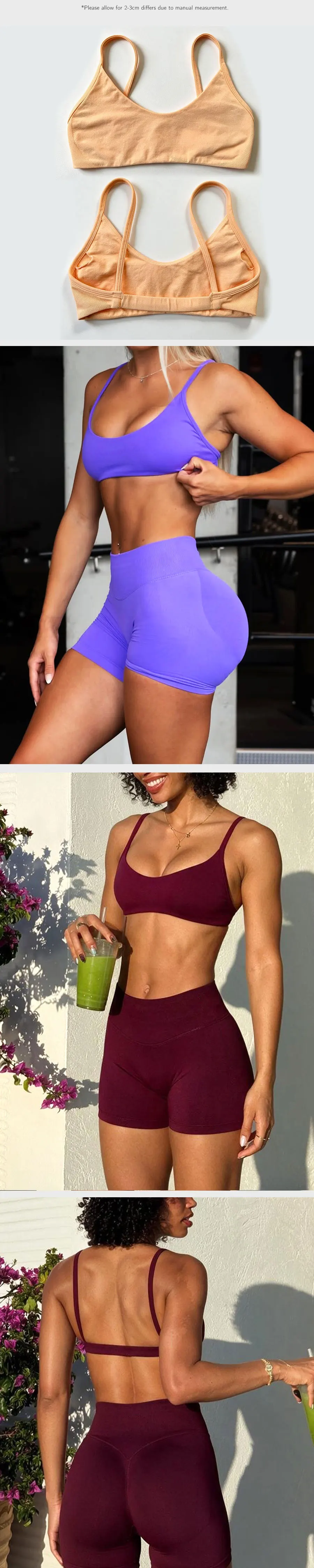 Impactive 2-teiliges Gym-Set für Damen: Sport-BH & Hochtaillierte Nahtlose Scrunch-Shorts, Workout-Fitness-Unterwäsche, Pilates-Sportbekleidung – Detail 5