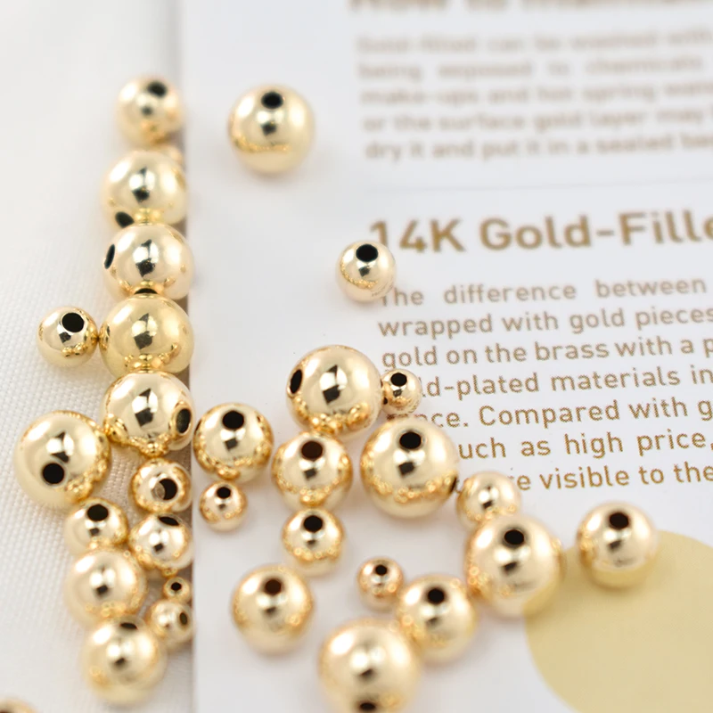 Echte 14K Goldfilled Runde Nahtlose Perlen Goldperlen für Schmuckherstellung Handgemachtes DIY-Zubehör Gold-Schmuckkomponenten Saatperlen – Detail 12
