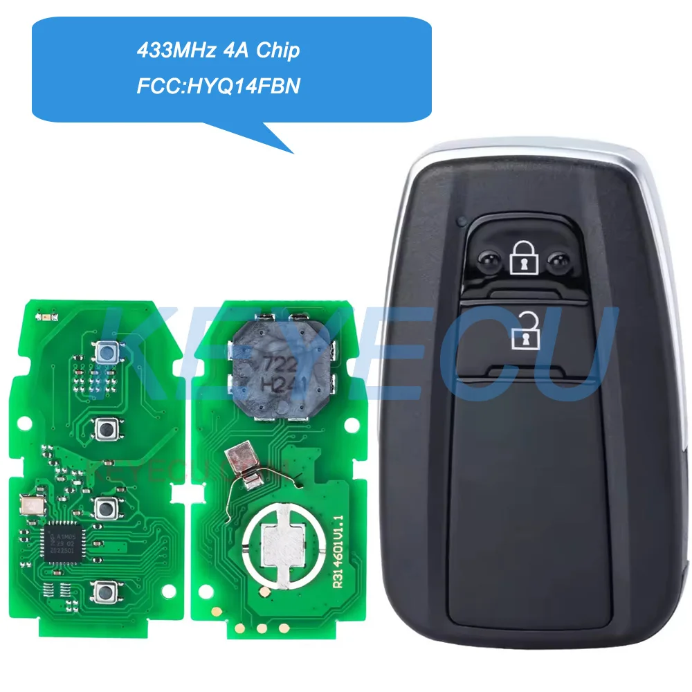 

FCC:HYQ14FBN Smart Remote Car Key Fob 2 Buttons 433MHz 4A Chip for Toyota Corolla 231451-2000 PN:8990H-12010, 8990H-02030