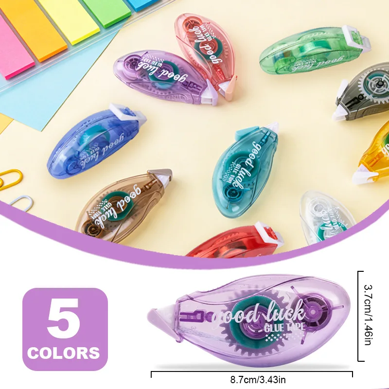 5pcs Clear Dual-Use Correction Tape Portable Student Stationery with Dot Adhesive for Scrapbooking And Handcrafts F7985