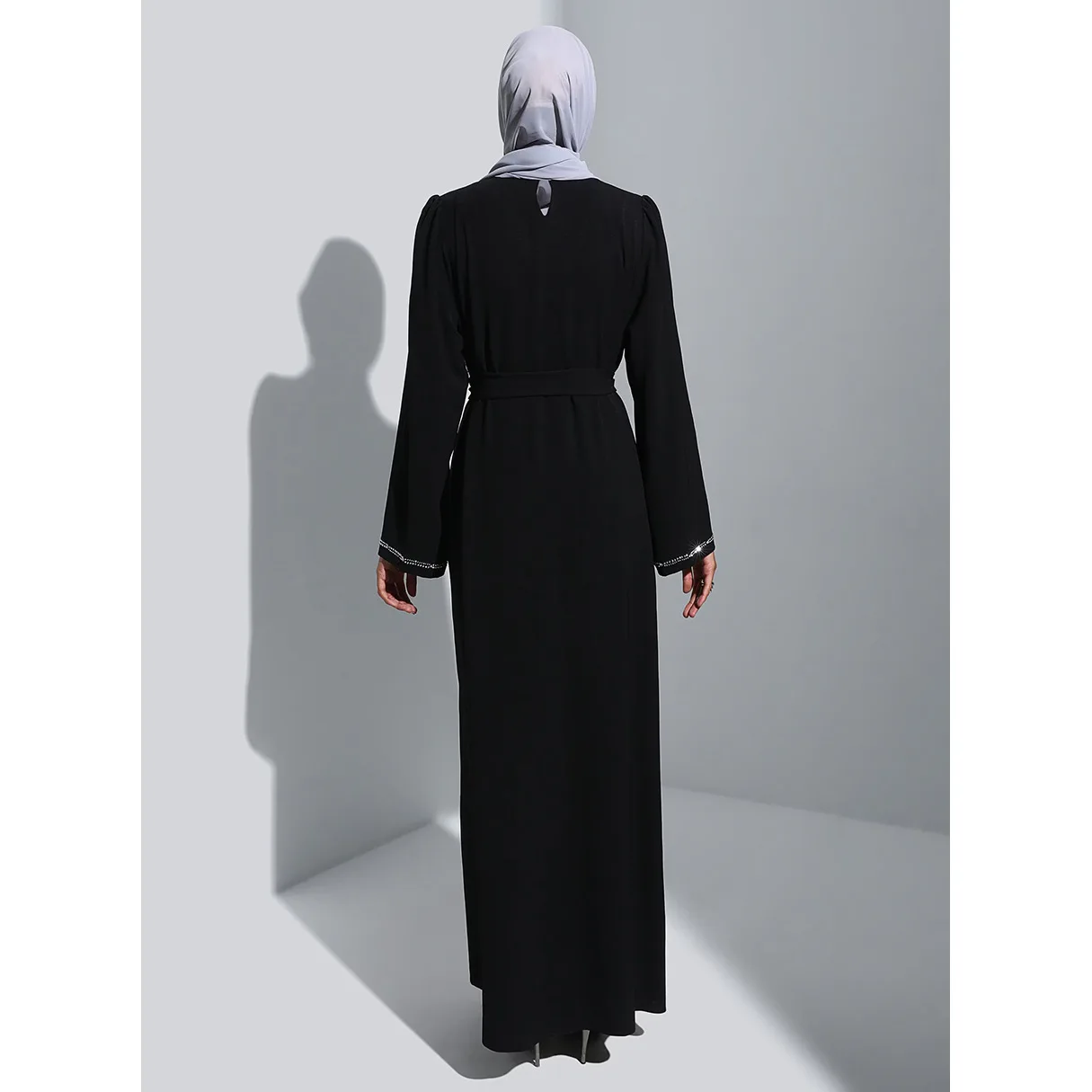 Imagem -04 - Vestido Abaya Muçulmano para as Mulheres Roupas Muçulmanas Preto Islã Árabe Diamante Elegante