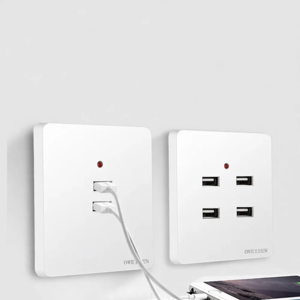 Surface Mount Electrical Socket With USB Port Power Converter Outlet Panel 220V To 5V Charging Station For Smart Home Use
