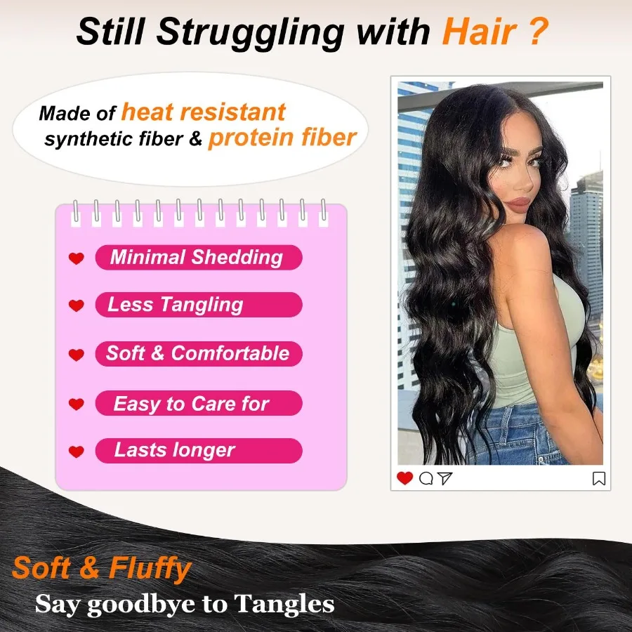 باروكة صناعية طويلة مموجة من الجزء الأوسط مقاومة للحرارة مع خط شعر دانتيل 4 × 1 للنساء مثالية للارتداء اليومي والمناسبات الحفلات 24