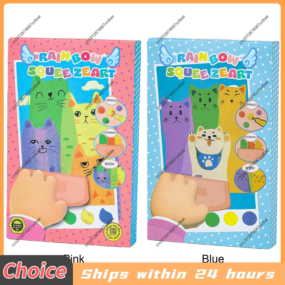 Magic Rainbow Scratch Paper Art Set Creative Squeegee Painting Kit DIY Postcards Scratch Arts Novelty Birthday Gifts
