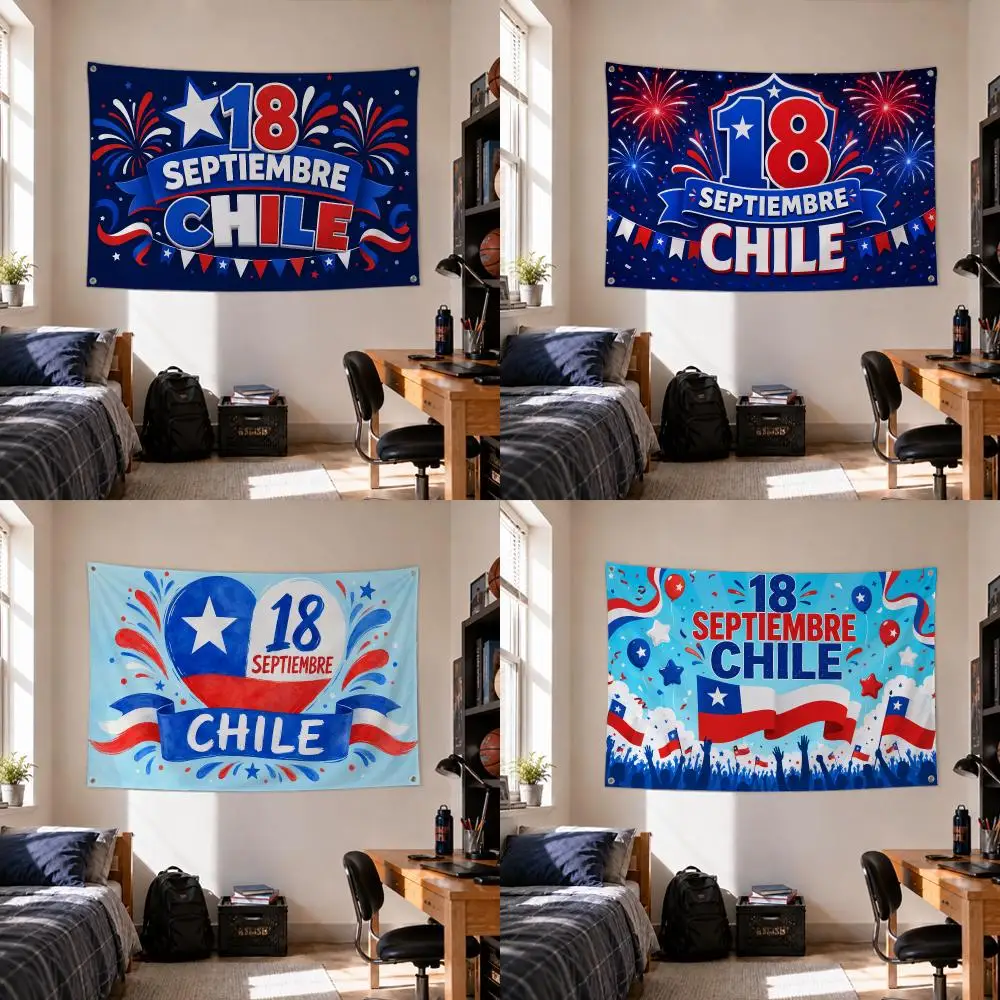 Holiday 18 Septiembre Chile Flags Home Yard & Garden Decor Banner - Indoor Outdoor Wall Hanging Flag