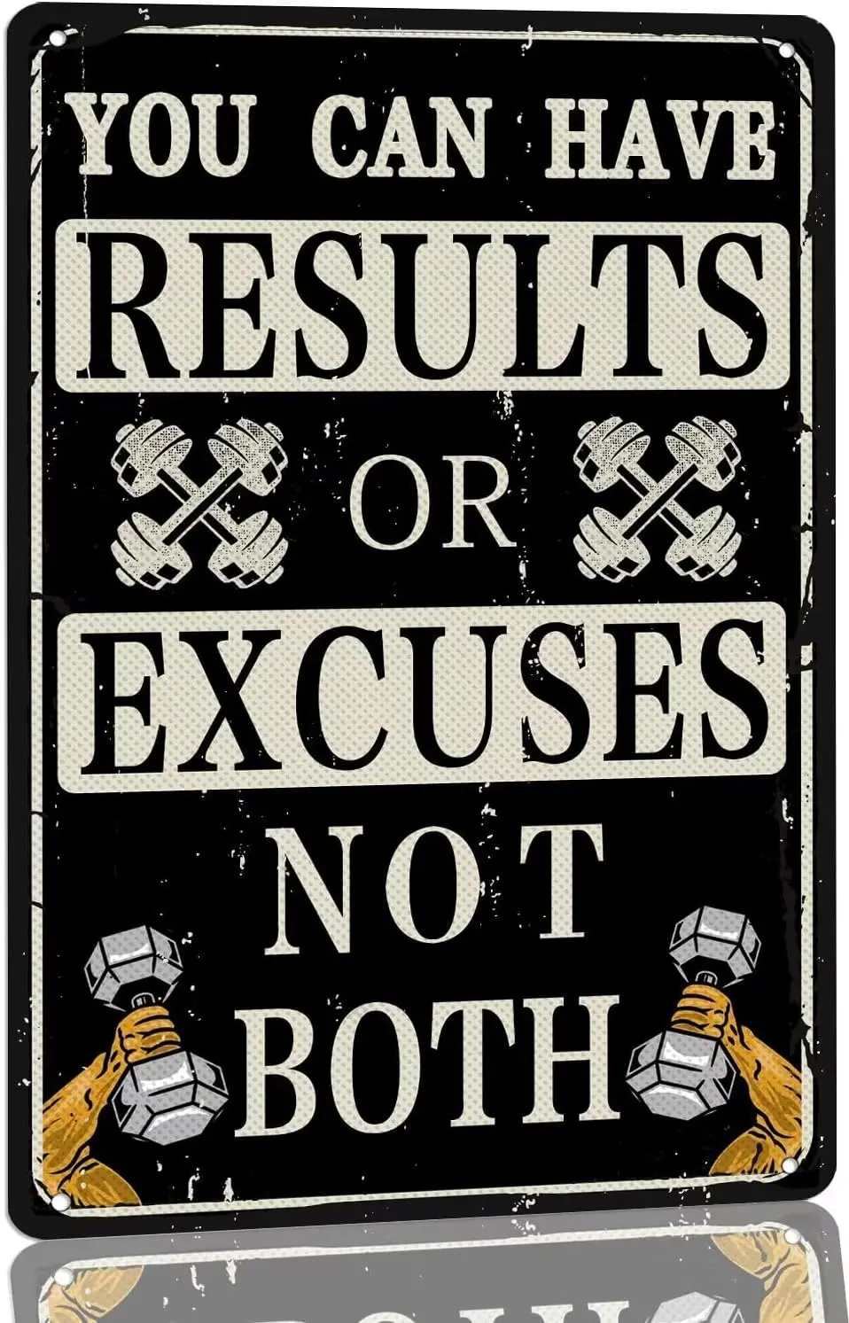 KanaAt Plaque Métallique Vintage de Gym - Vous ne pouvez pas avoir des résultats ou des excuses, pas les deux - Citation Motivante pour l'Entraînement, Décoration Amusante pour le Fitness