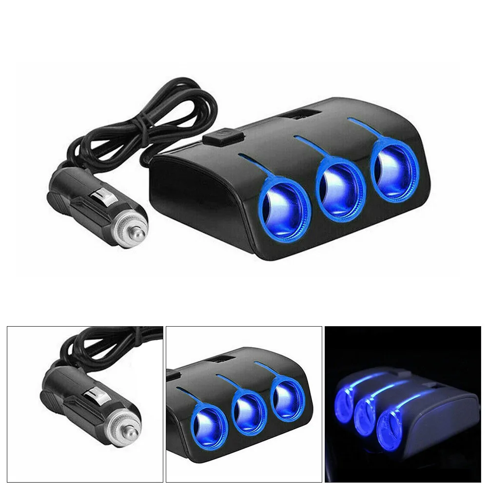 Power Adapter USB Car Charger Socket Splitter With Cable Power Adapter 3 Way Car DC 12V - 24V Dual High Quality