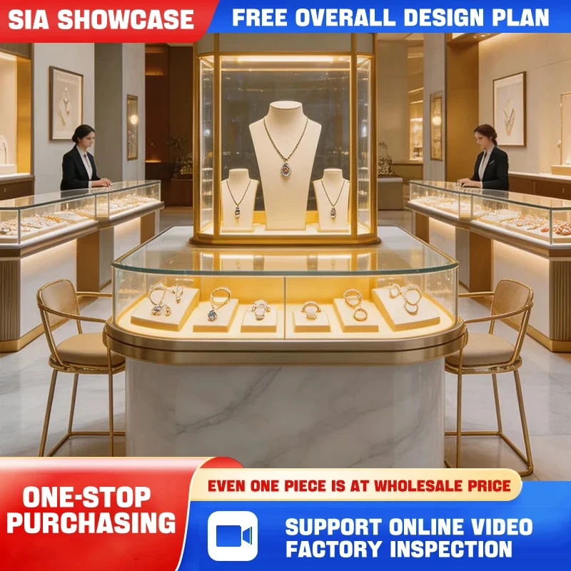 custom.Premium Stainless Steel High-End Customizable Jewelry Display Cabinet Jewelry Shops Company Showrooms-Xuruihang Model