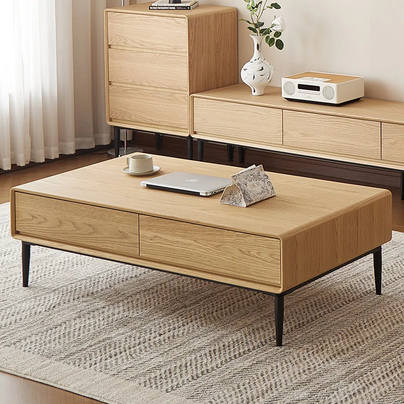 Minimalist Modern Extendable Solid Wood Walnut Square Midcentury Coffee Table With Large Storage For Living Room