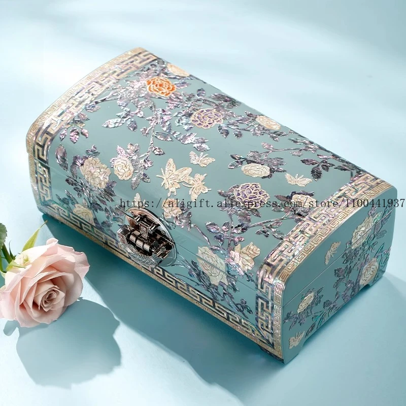 

Handcrafted Mother-of-Pearl Lacquer Jewelry Box Large Capacity Organizer for Necklace Bracelet Ring Earring New Practical Design