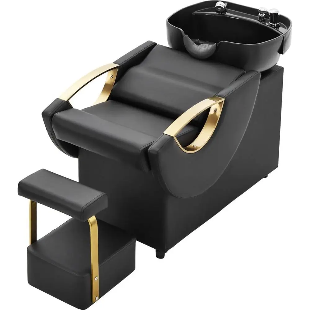 

ABS Plastic Shampoo Bowl and Chair Combo for Barbershops and Salons with Independent Footrest