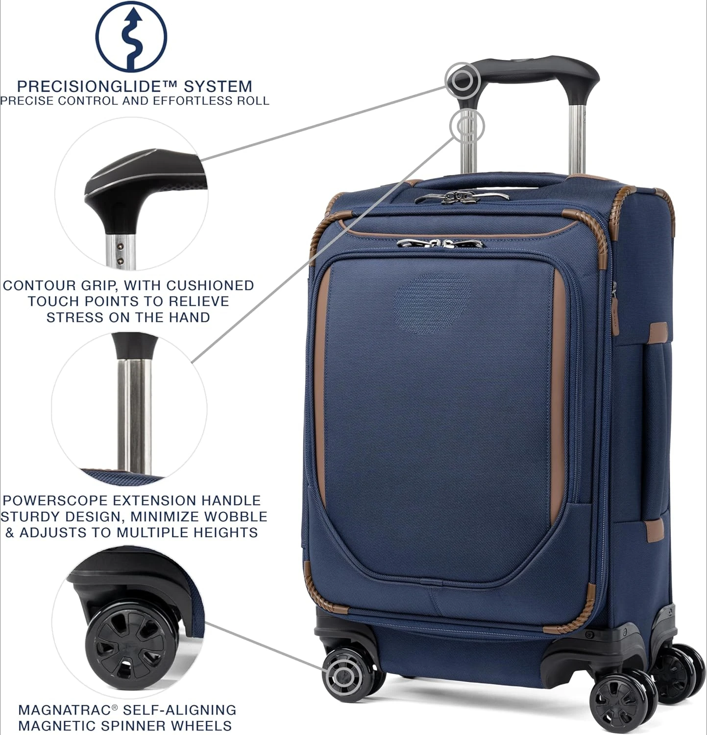 Crew Classic Lightweight Softside Expandable Carry on Luggage, 8 Wheel Spinner Suitcase, Men and Women