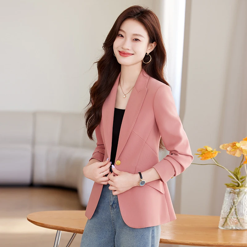 NAVIU 2024 New Women Blazer manica lunga Blaser Ladies Suit Jacket Coat Slim femminile Blazer dentellato Office Lady Small Blazer