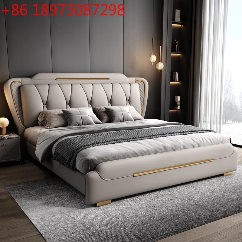 Cama matrimonial moderna de lujo para dormitorio principal, tamaño king size 150x200cm, base de cama con marco, tamaño queen, king, cama casal, muebles de dormitorio