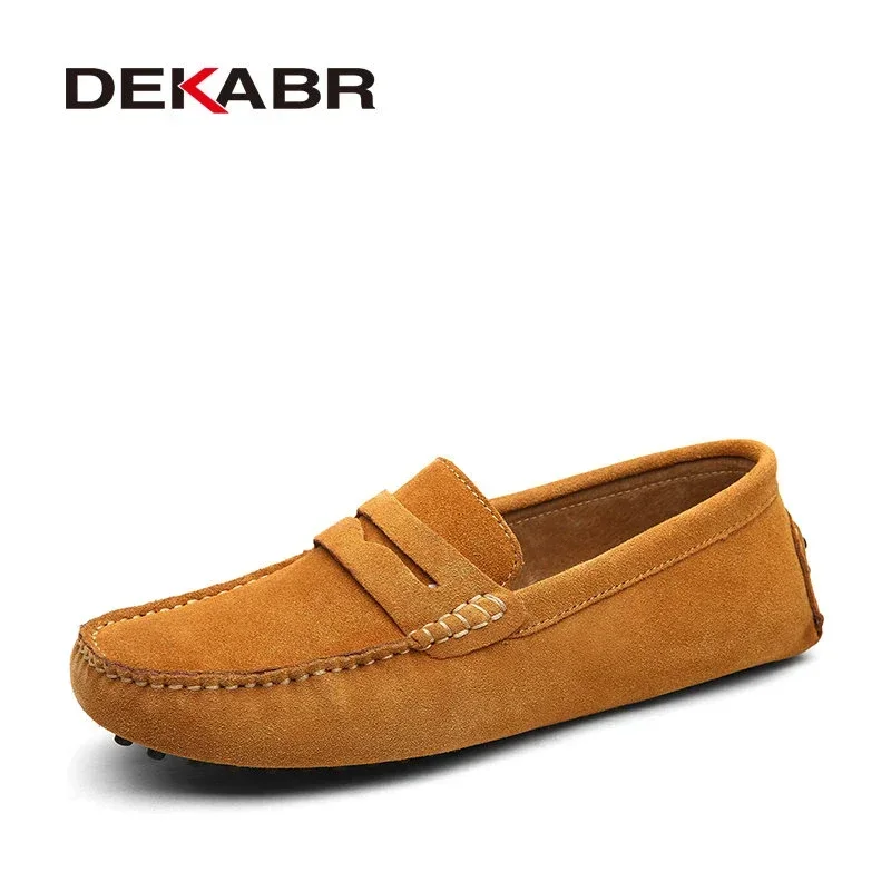 DEKABR Brand Fashion Summer Style Soft Moccasins Men Loafers High Quality Genuine Leather Shoes Men Flats Gommino Driving Shoes