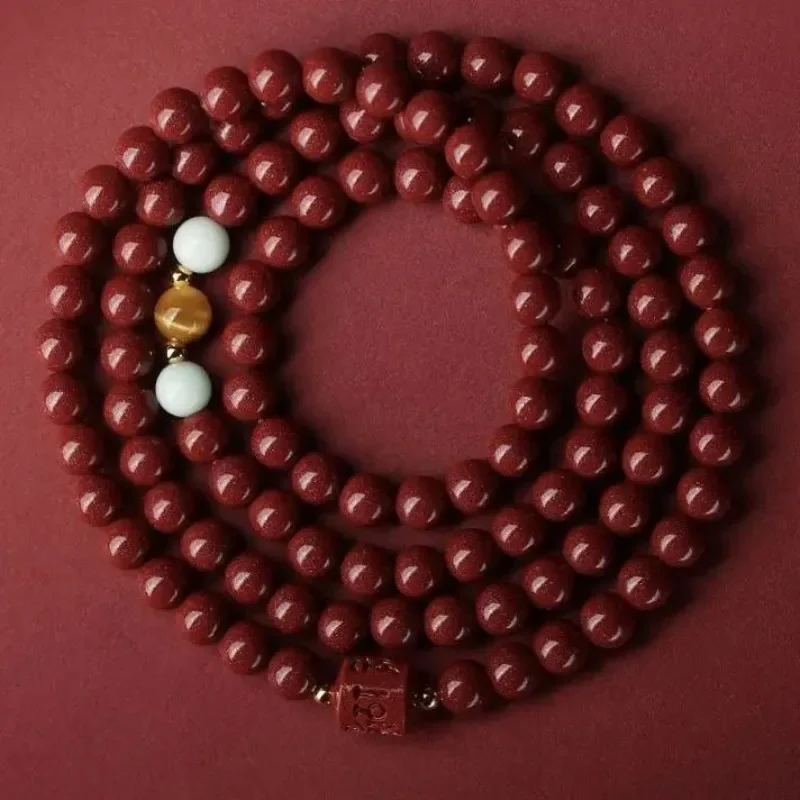 Cinnabar Multi-ring Bracelet Zijin Sand 108 Beads Female Bracelets Lucky and Safe.