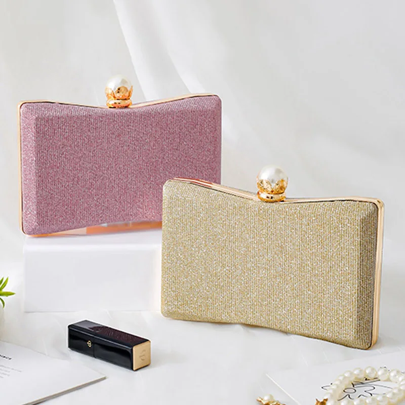 

Элегантная блестящая вечерняя сумка, украшенная блестками, клатч ручной работы с жемчужной ручкой и пряжкой, сумка для банкетного ужина, женские сумки