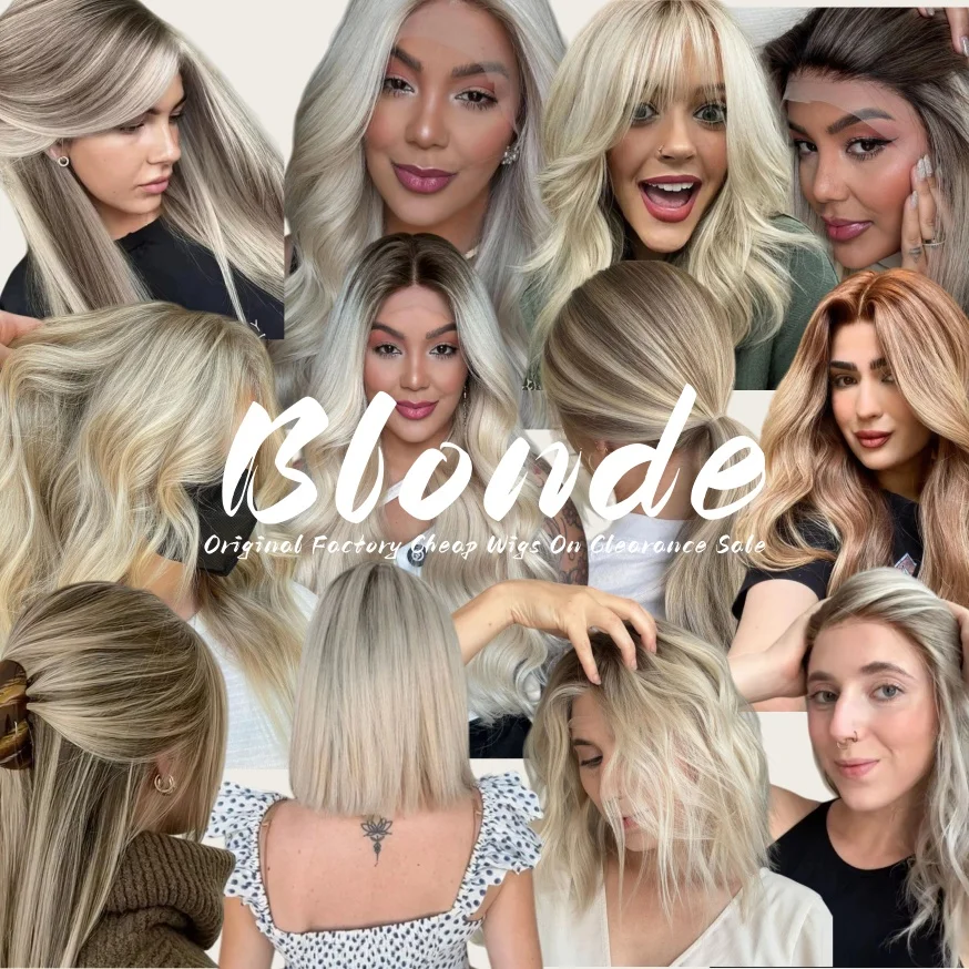 New Style Straight Hair Platinum Blonde Ombre Synthetic Frontal Lace Wigs For Women Rocker Costume Cheap Wigs On Clearance Sale