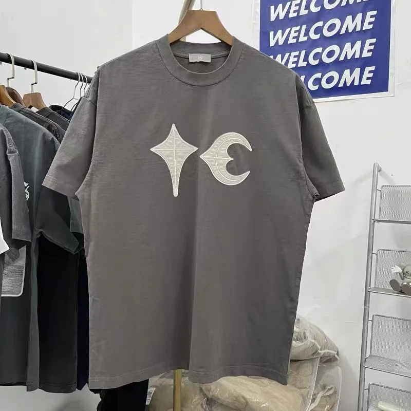 Grey THUG CLUB Oversized Men's and Women's T-shirt 1:1 Vintage Premium Loose Casual Tops Summer Tee