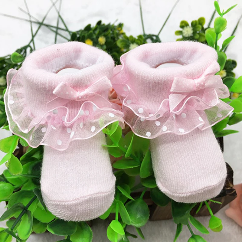 

1Pair Infant Baby Girls Sock Princess Bowknot Lace Flowers Short Socks Cotton Ruffle Frilly Trim Newborn Ankle Socks