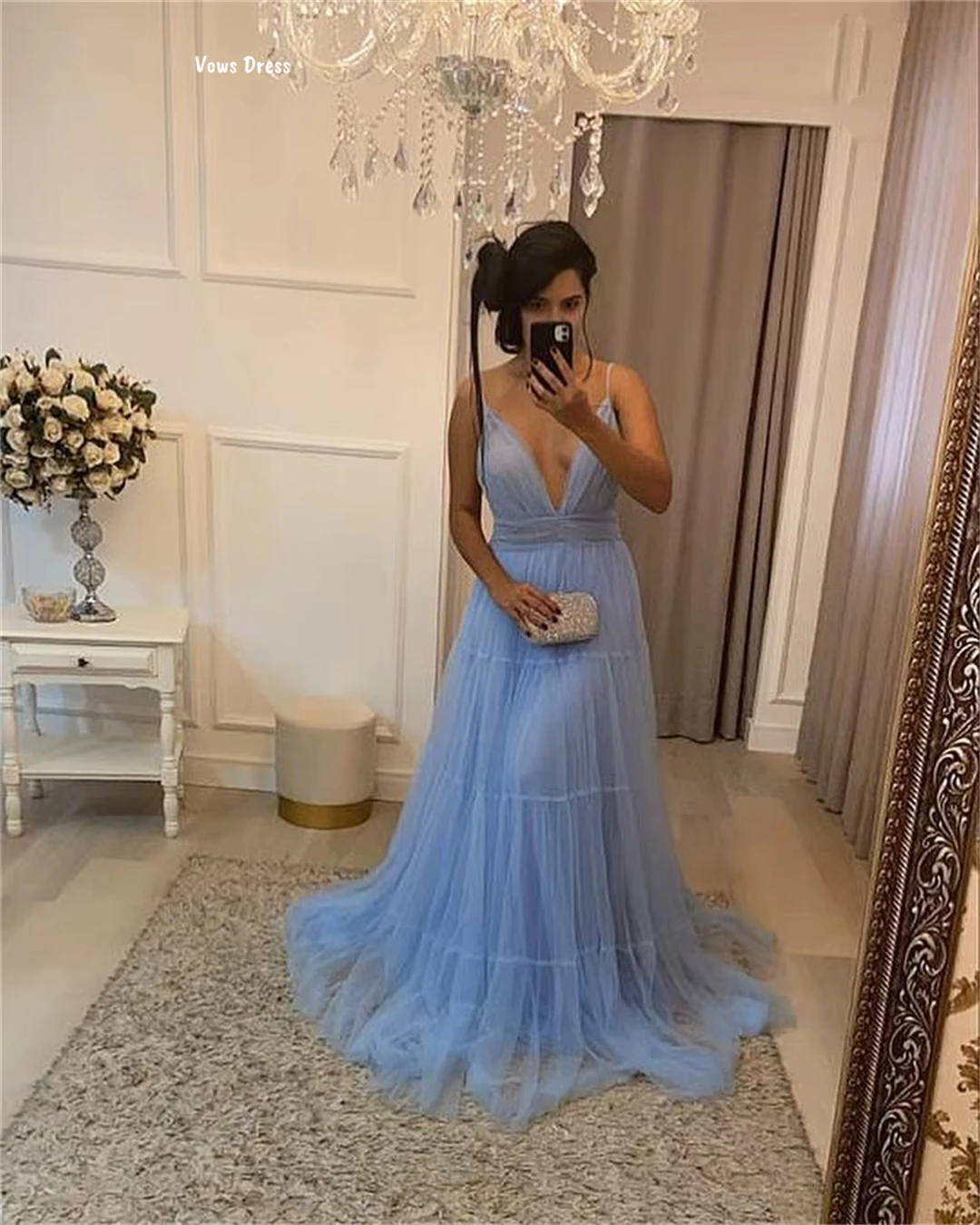 Vows Abiti su misura Linea A Robe Soiree Abiti da sera eleganti per donna Abito da sera di lusso Abito da ballo in filato 2025