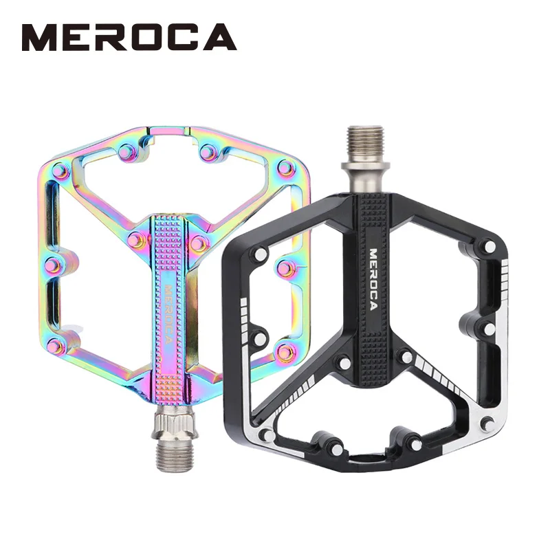 MEROCA Ultralight Sealed Bearing Pedal Non-slip Al Alloy Multi Specification Plating/Black Use for MTB BMX Road Bike about 410g