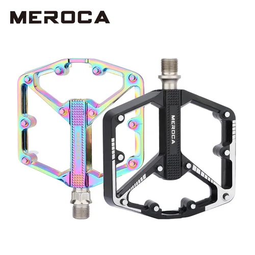 Imagen 2 del producto MEROCA Pedal de rodamiento sellado ultraligero aleación de Al antideslizante revestimiento de especificación múltiple/uso negro para bicicleta de carretera MTB BMX aproximadamente 410g