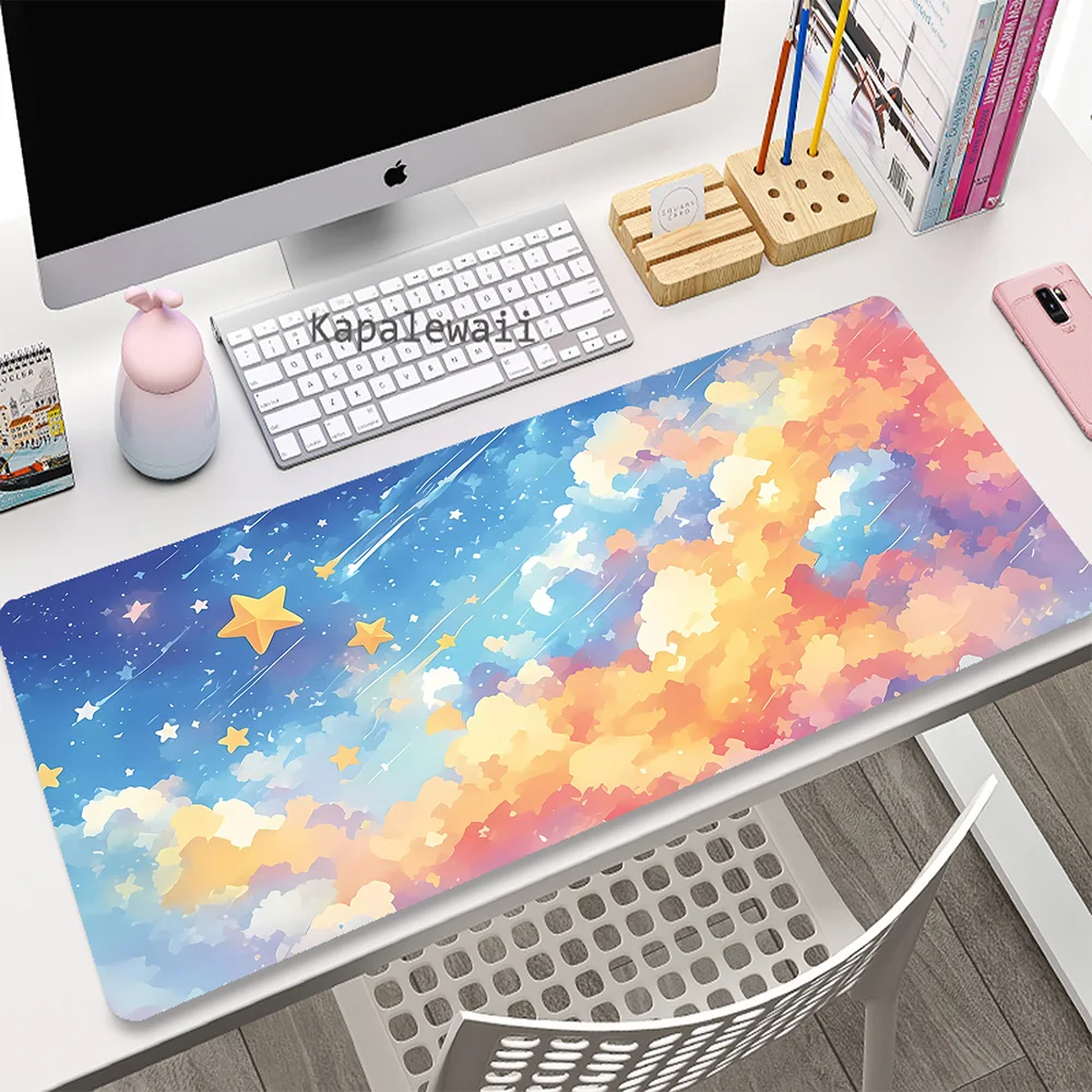 

Large Game Pink Cloud Mousepad Gamer Art Space Mouse Pad XXL 900x400mm Gaming Speed Keyboard Pads Office Rubber Desk Mat