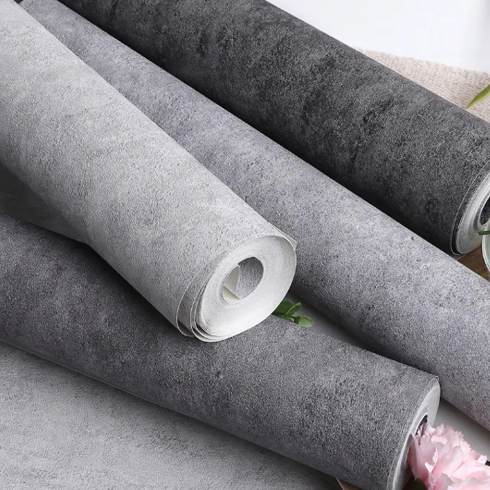 

Dark Pure Plain Color Cement Gray Wallpaper PVC Matte Texture Waterproof Home Decor Living Room Bedroom Wall Paper Rolls Modern