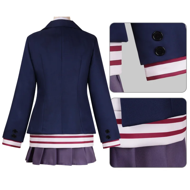 Momo Ayase Costume Cosplay Parrucca Anime Dandadan Cosplay Scuola JK Orecchini uniformi Gonna maglione rosa Festa di Halloween Donna