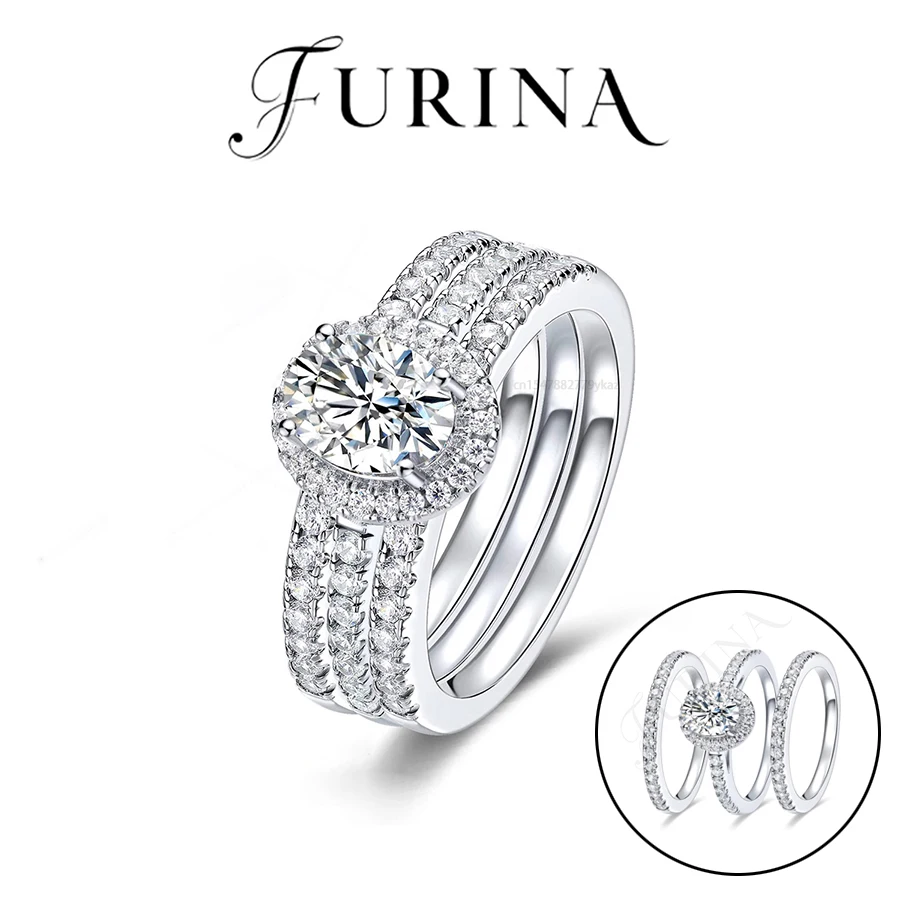

Furina 18K White Gold Plated Three-in-one Ring Luxury Classic Jewelry For Girlfriend Lover Proposal Christmas Valentine Gifts