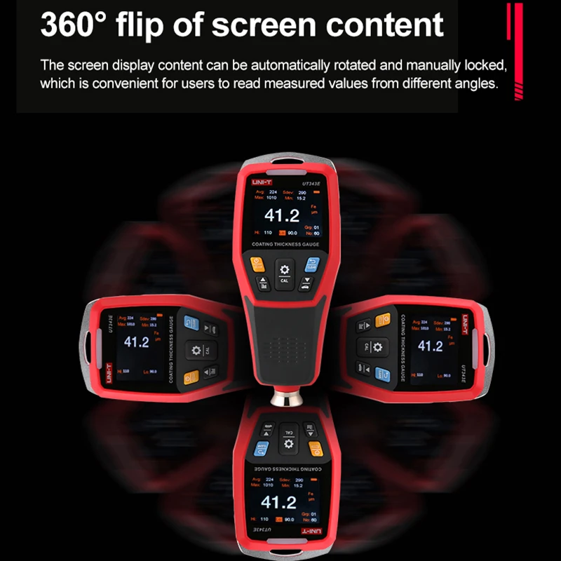 Imagem -04 - Uni-t-tft Medidor de Espessura de Revestimento com Bluetooth Car Film Paint Tester Tft Screen Display Ut343e 02000 ° c