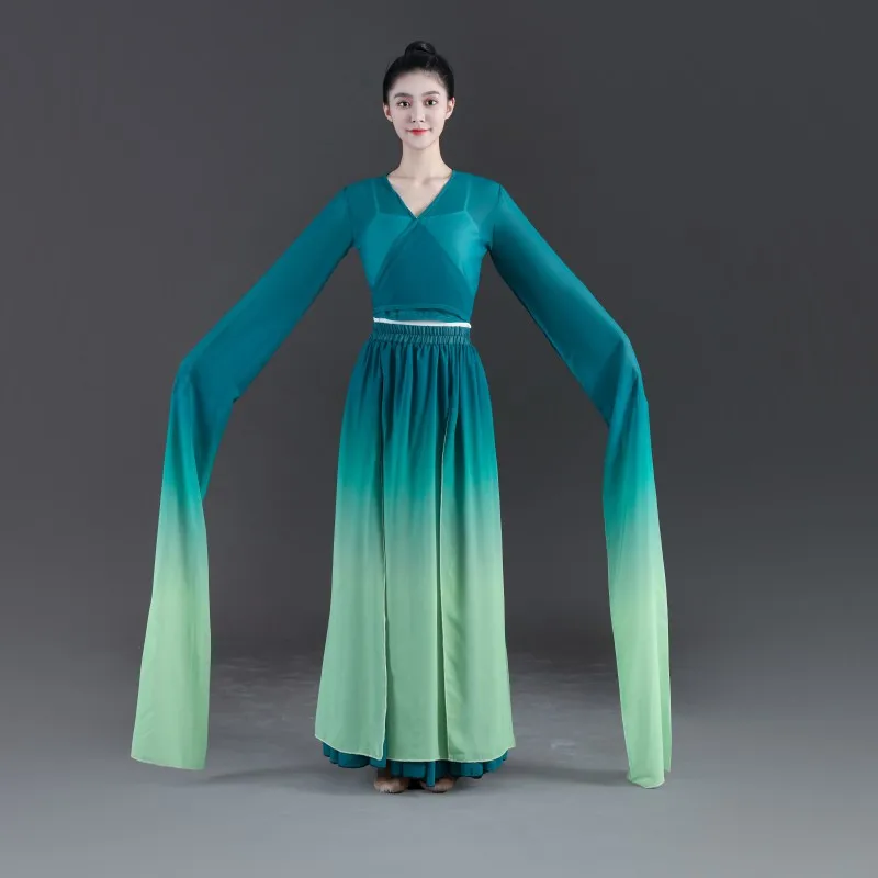 

Классический танец Hanfu, народная юбка, древняя элегантная одежда Yangko, костюмы для выступлений, веер, зонтик, квадратная танцевальная сценическая одежда