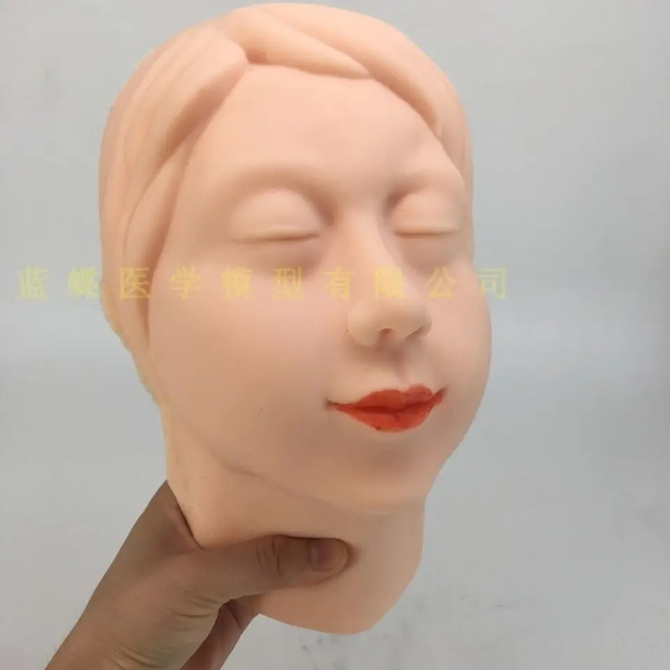 Soft silicone head mold micro plastic thread carving simulation facial beauty injection suture model head