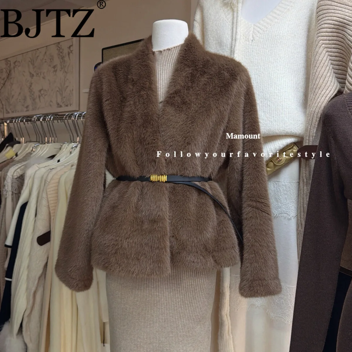 معطف BJTZ من الفرو الصناعي للنساء مصمم دافئ وبسيط وأنيق مميز مريح عالي الجودة فاخر لخريف وشتاء 2025 #1