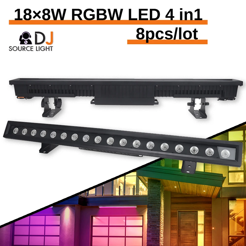 YUER LED Pixel Bar 18×8W RGBW 4IN1 IP65 Outdoor Waterproof Flash Effect Wash Lighting DMX Auto DJ Disco Stage Party Event Show