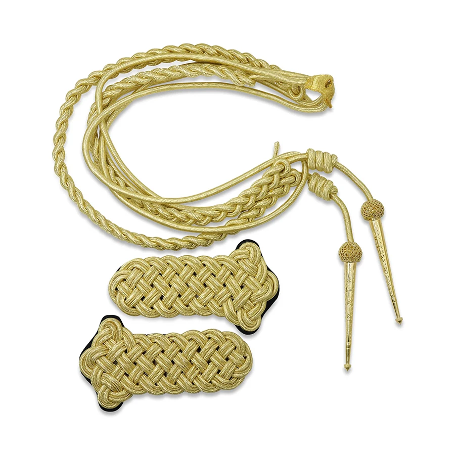 Spallina con cordino per spalla Aiguillette Golden Bullion per cerimonia uniforme Abito da sposa Spalline per prestazioni in costume da sposo