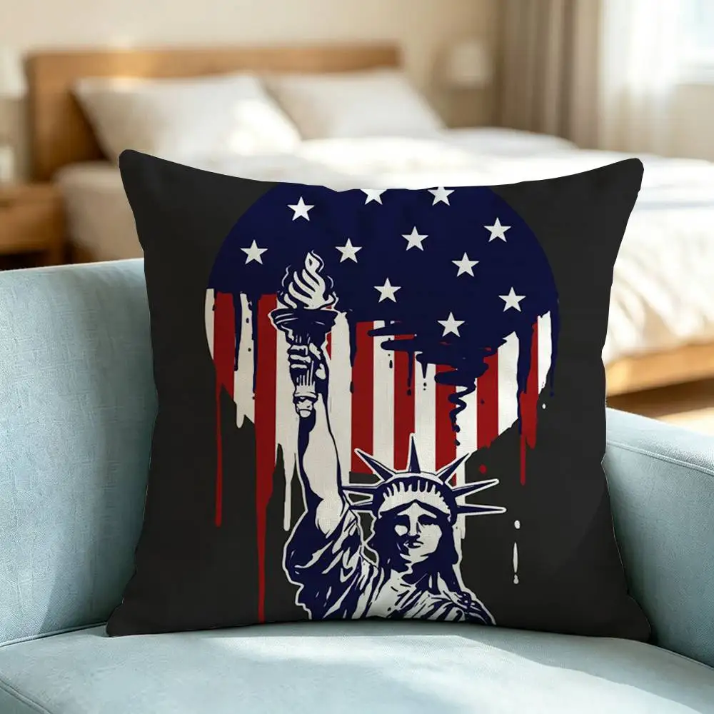 C-Culture Of The American Flag Square Double-Sided printed Pillow Case Bedroom Bedside Pillow Sofa Cushion Cover Gift