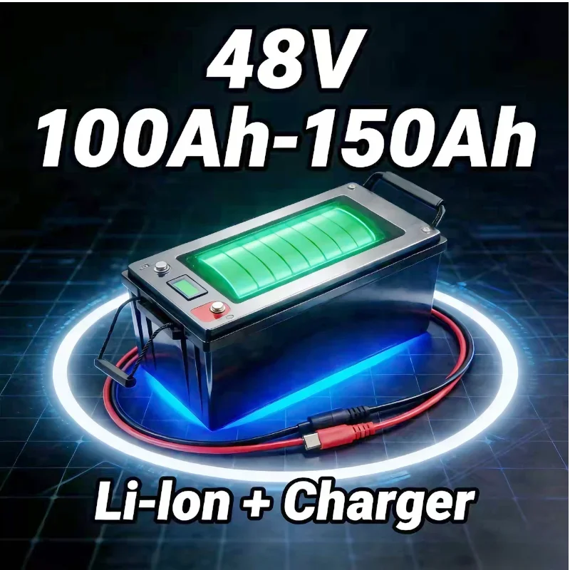

48V 100Ah-150Ah Li-ion Lithium Battery | 5kWh-7kWh Capacity | 1 Charger Included | Direct Replacement Power for Golf Cart, RV, E