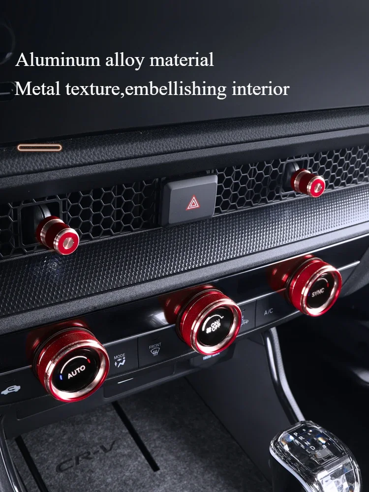 

For Honda CR-V 2023 Air Conditioning Knob Ring Start Button Cover Volume Knob Trim Interior Decorative Car Interior Accessories