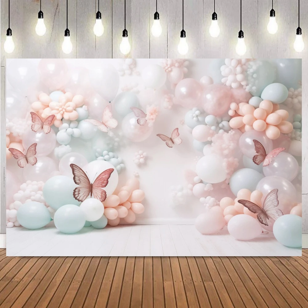 Newborn Baby 1st Birthday Party Backdrop Balloons Girl Boy Baby Shower Cake Smash Photography Background Decor Photo Studio Prop