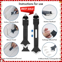 2025 Best Seller 5-in-1 Metal Head Glue Tool Kit – Silicone Spatula, Caulk/Grout Remover, Sealant Finishing & Corner Scraper