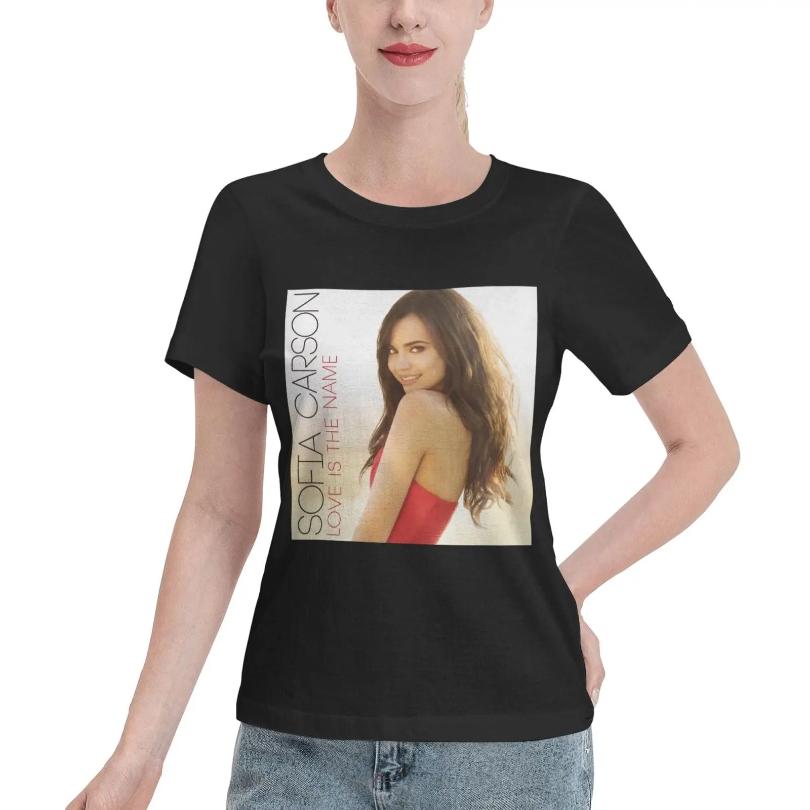 Sofia Music Carson Shirt Women'S Summer Shirts Short Sleeve Crew Neck Cotton Tshirts Tees Tops Black