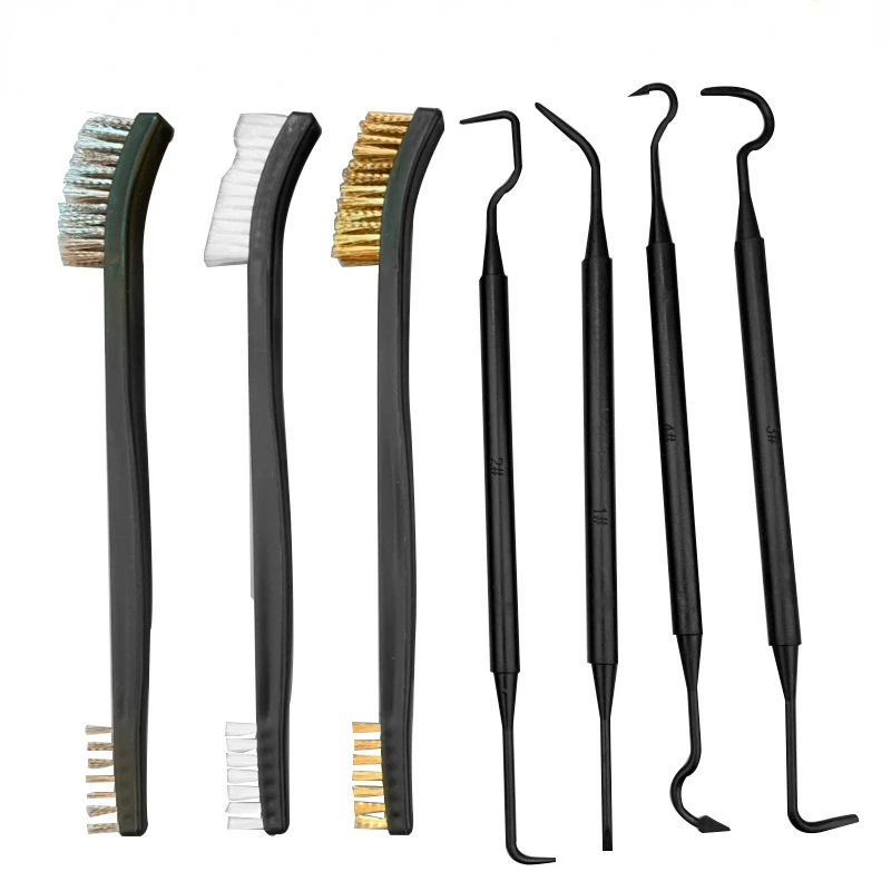 

Universal Tactical Gun Cleaning Kit Double-End Steel Wire Brush Nylon Pick Set for Hunting Rifles Maintenance Tool