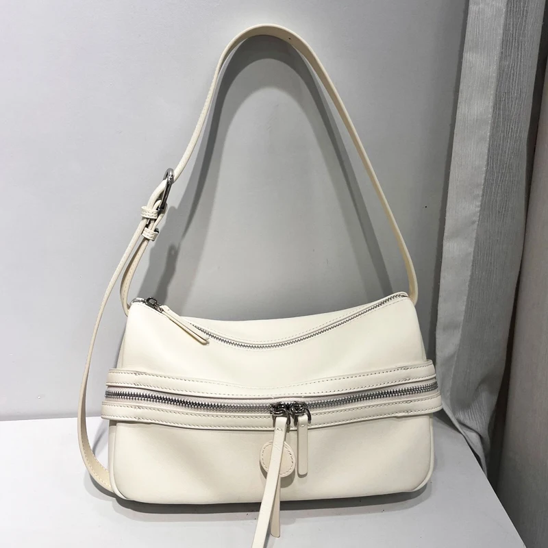 Leather Casual Doctor Bags For Women Luxury Designer Handbag And Purse 2026 New In Natural Cowhide Wide Straps Underarm Shoulder