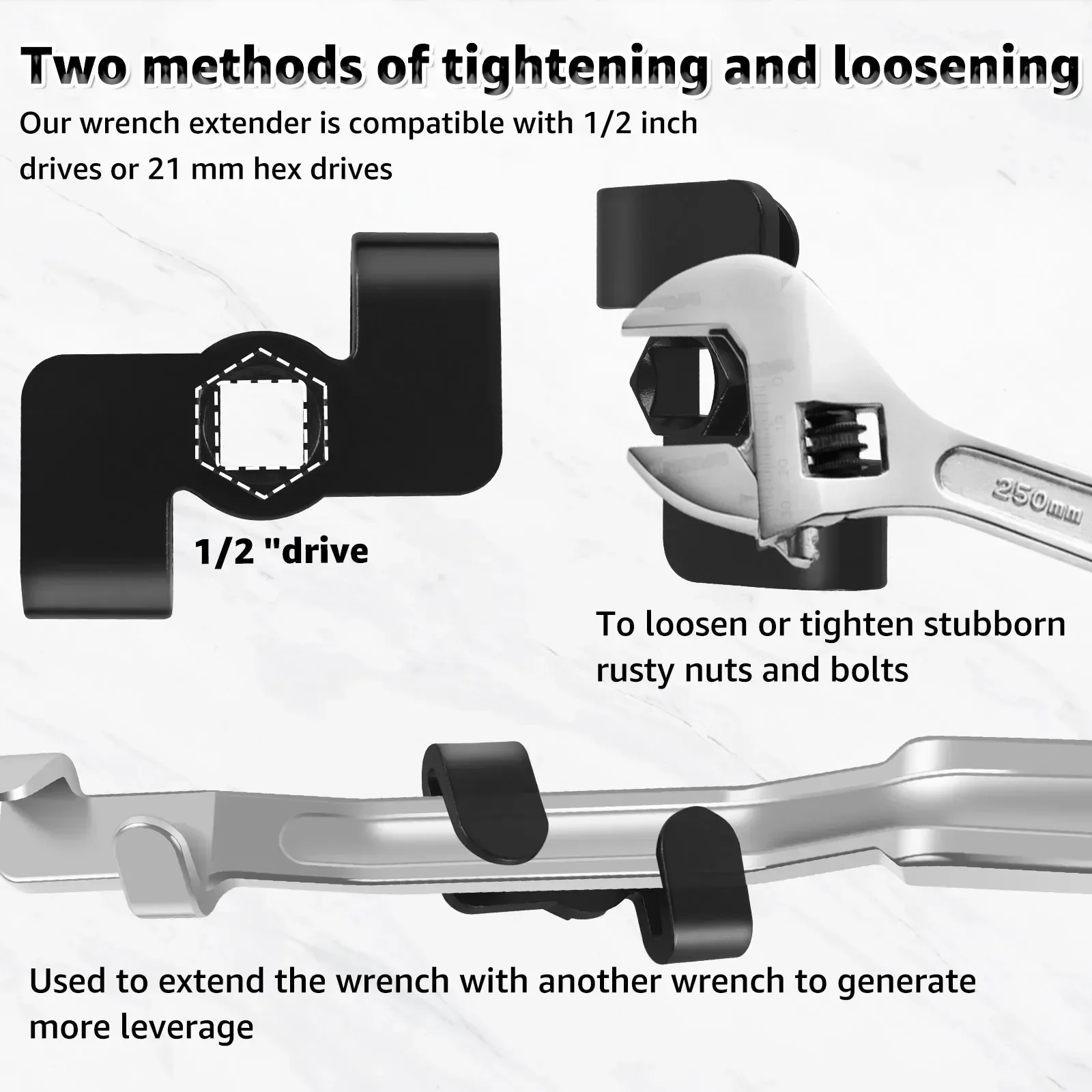 Extender for 1/2 Inch Drive Breaker Bars 21mm Hex Drive Universal Wrench Extender Adapter Wrench Extension Tool