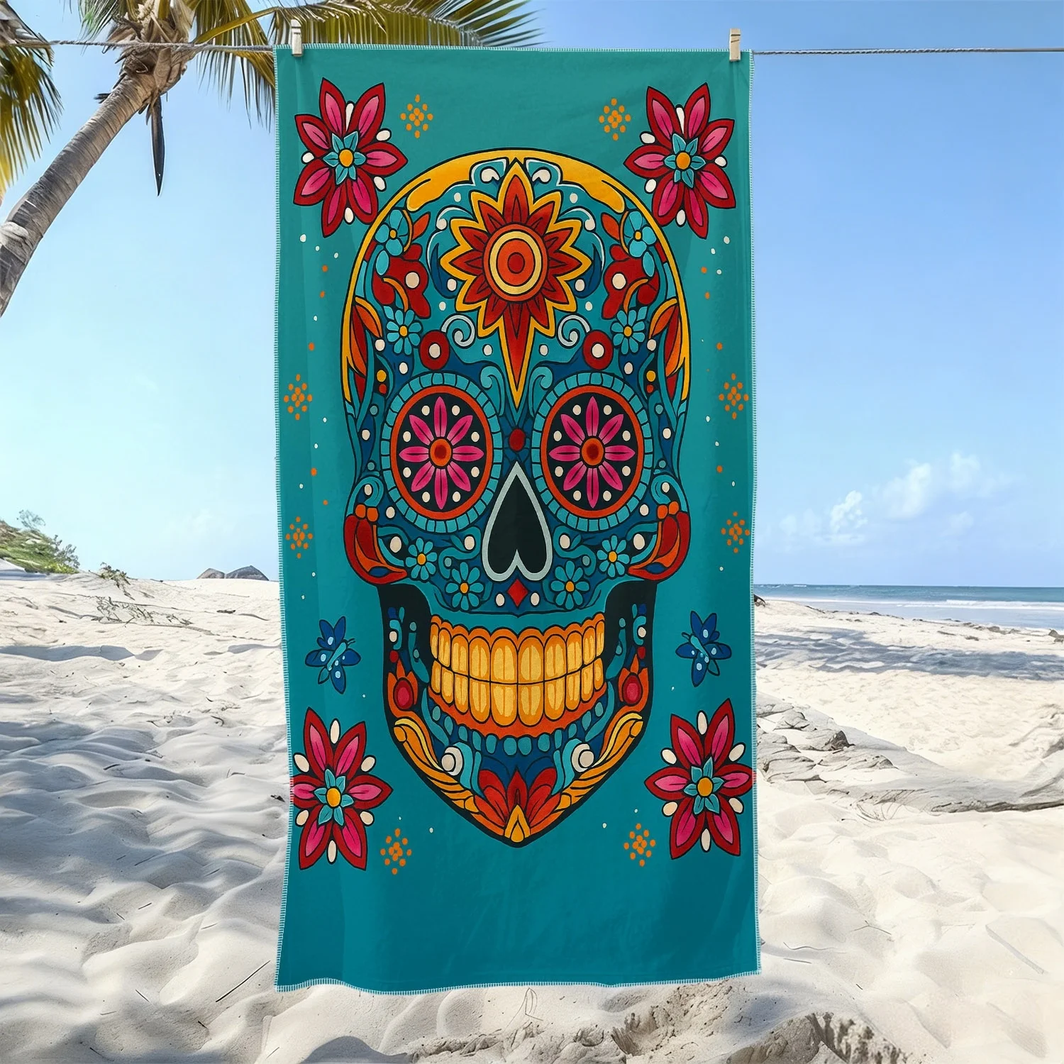 Travel Yoga Accessories - 1 adet şeker kafatası plaj havlusu