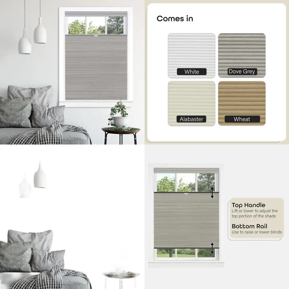 

Беспроводные плиссированные шторы из сотовой ткани Dove Grey, светопропускающие, 33x64, с верхним креплением для окон и мансардных окон