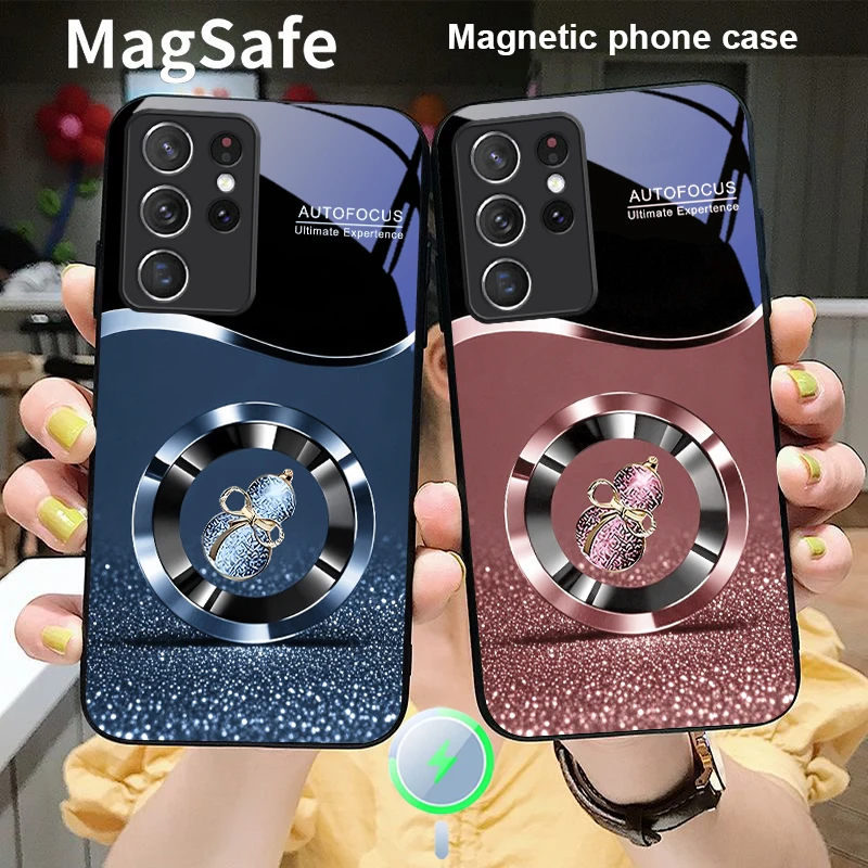 

Golden Lucky Gourd For Samsung S 25 S25 Edge S25Ultra S8 S9 S10 20 S21 Pro S22 Plus S23 FE S24 Ultra Magsafe Glass Phone Case