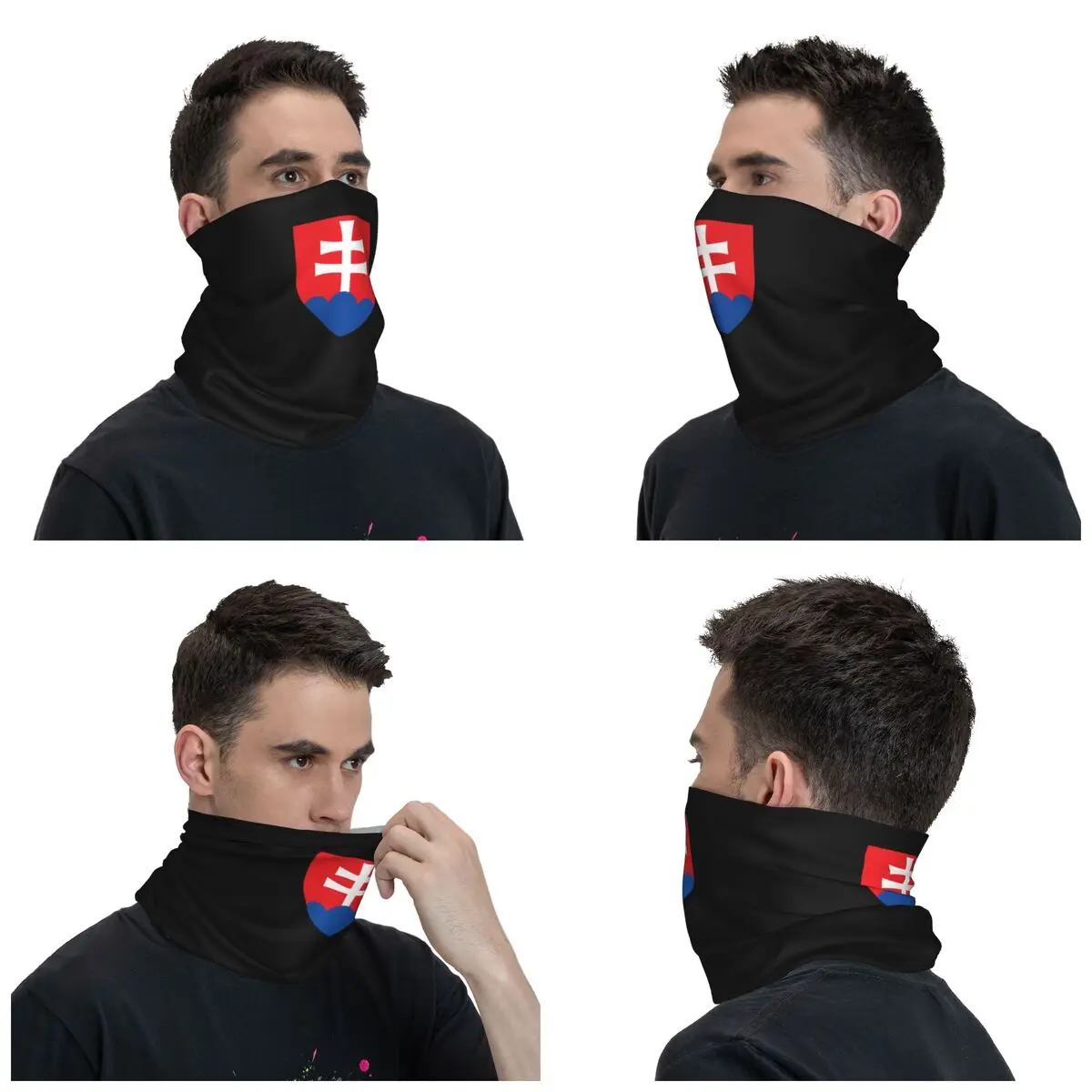Custom Coat Of Arms Of Slovakia Bandana Neck Warmer Men Women Winter Ski Tube Scarf Gaiter Slovak Flag Face Cover